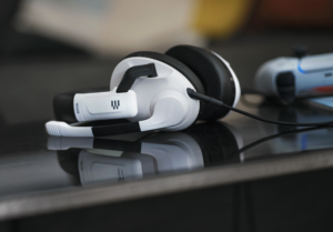 EPOS H3 headset in white lying on a table