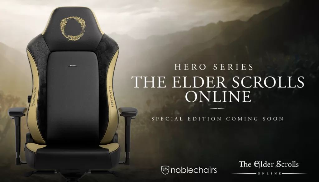 A horizontal banner for the noblechairs HERO Gaming Chair - Elder Scrolls Online Edition.