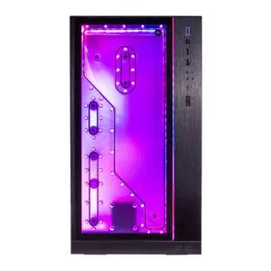 Front panel view of the 8Pack Hypercube Mark 2 gaming PC with full RGB lighting.