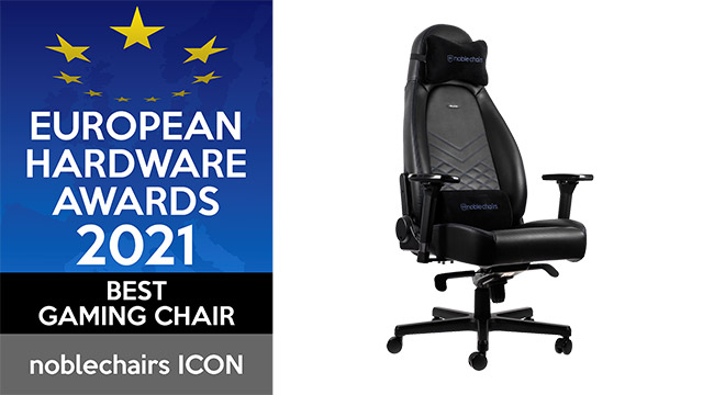 European Hardware Awards 2021 banner for best gaming chair, won by noblechairs ICON.