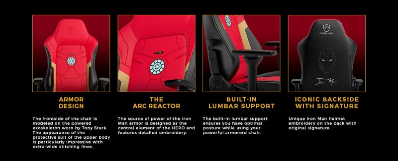 noblechairs HERO Gaming Chair Iron Man Special Edition features