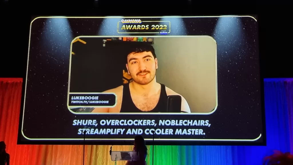 Image from the Gayming Awards 2022 showing one of the winners