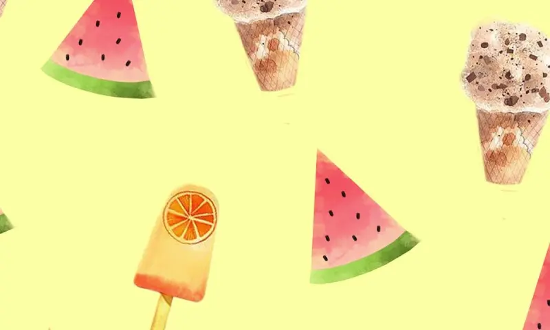 Ice creams, watermelons, and ice lollies