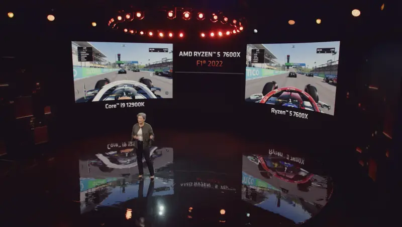 AMD announcement screen grab with FPS for F1 22