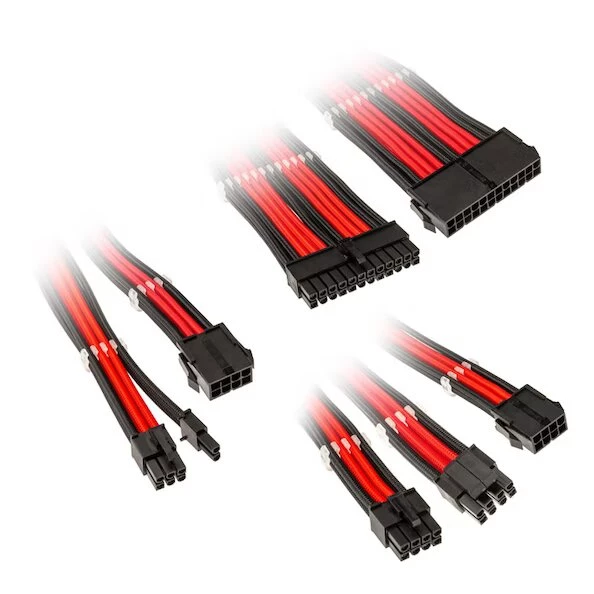 Kolink Core Adept Braided Cable Extension Kit - Jet Black/Racing Red