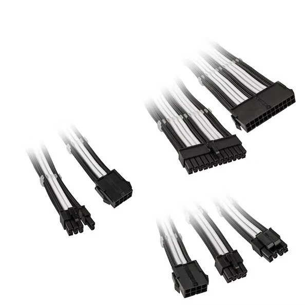 Kolink Core Adept Braided Cable Extension Kit - Jet Black/Brilliant White