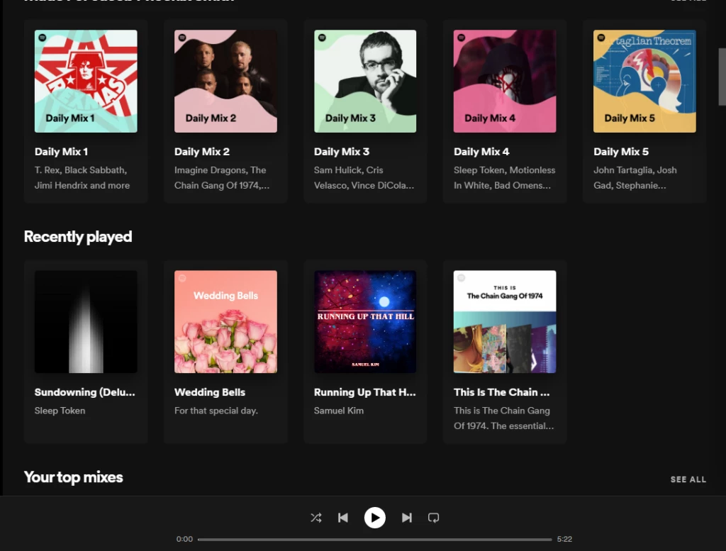spotify software home page