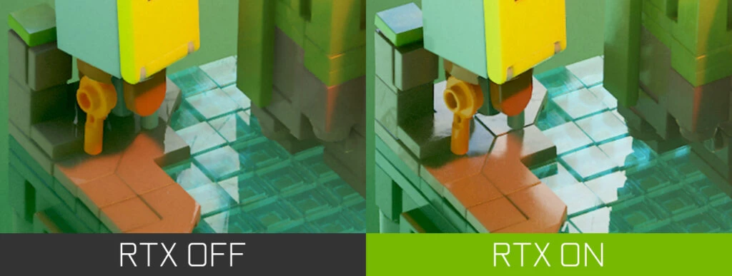Lego Builder's Journey ray tracing comparison