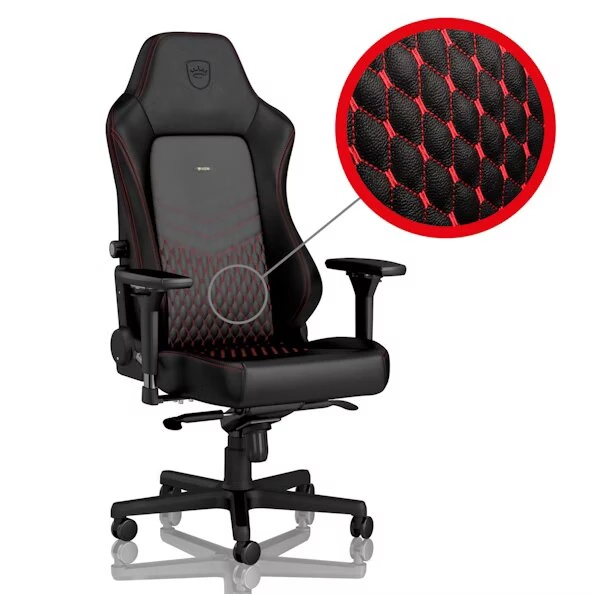 noblechairs HERO Real Leather Gaming Chair - BlackRed