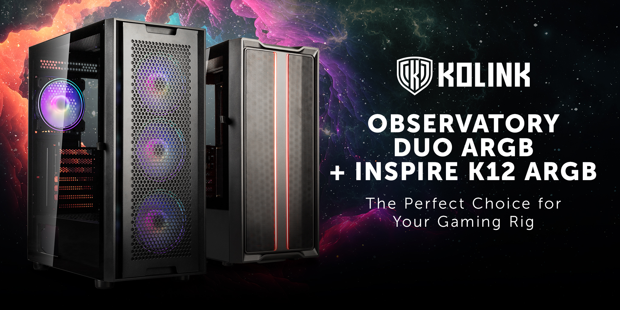 Kolink Observatory Duo ARGB and Inspire K12 ARGB PC Cases