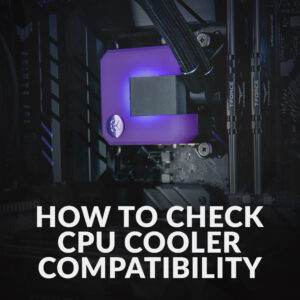 Img of a EK CPU AiO watercooler with the text How to check CPU cooler compatibility overlayed