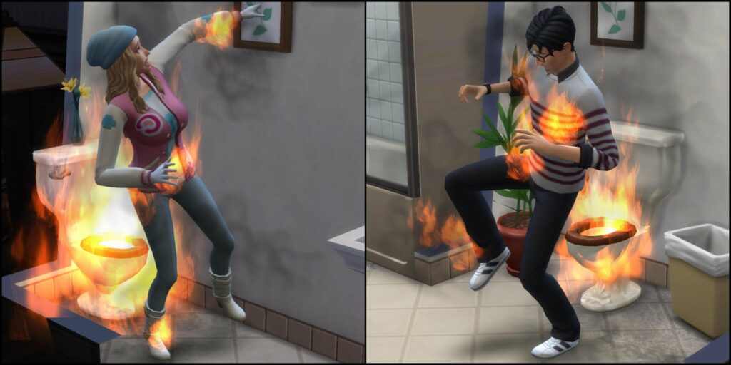 The Sims flaming toilet bug