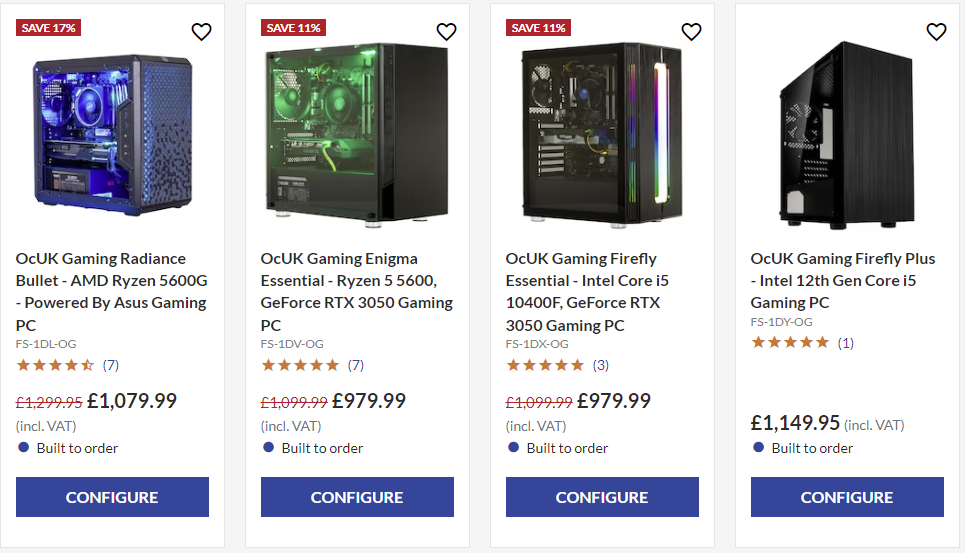 Screen grab from the Overclockers UK website