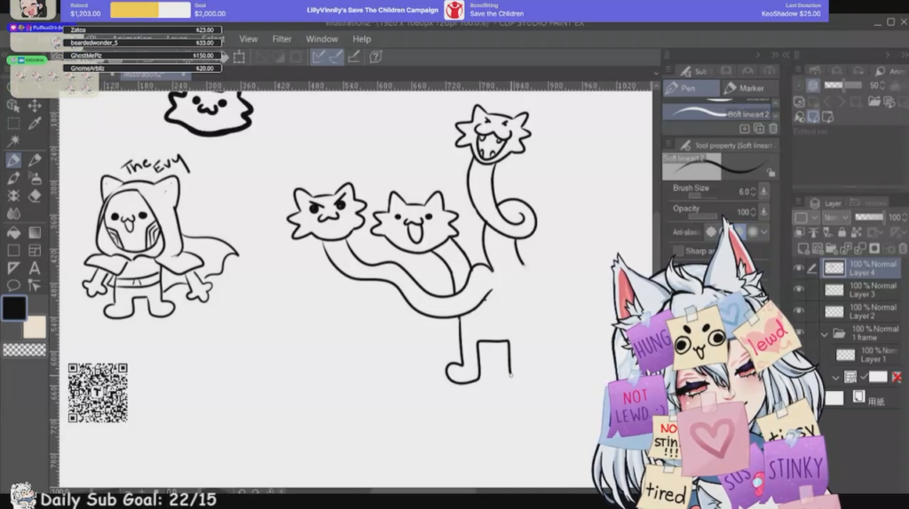 Screengrab from LillyVannilly's charity stream
