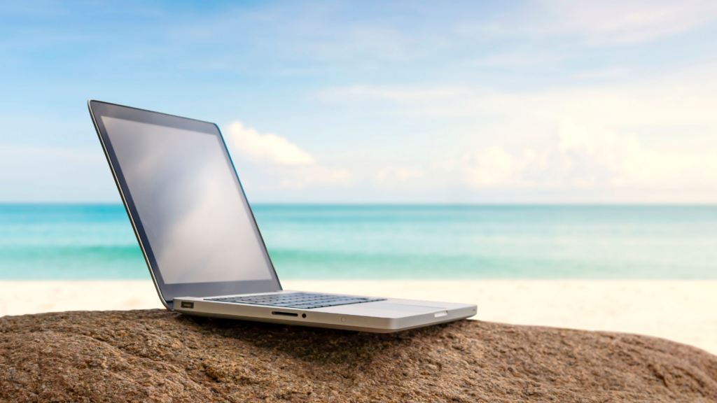 Laptop on the beach